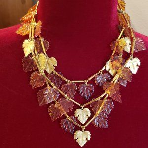 Rare Vintage Celluloid Autumn Leaves Necklace